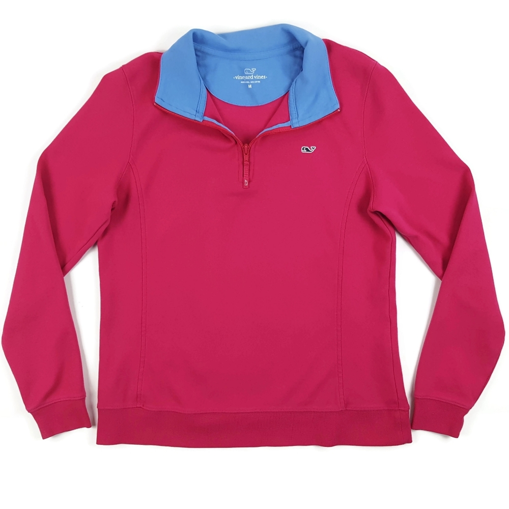 Vineyard Vines Pink Pullover with Blue Collar
